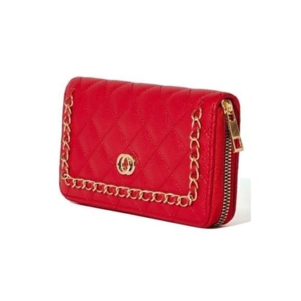 Spoiled Wifey Quilted Design Wallet Chain Detail 12‎ Card Slots Red
